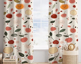Cortinas para habitación de bebé con diseño de frutas felices, cortinas para guardería y ventanas.