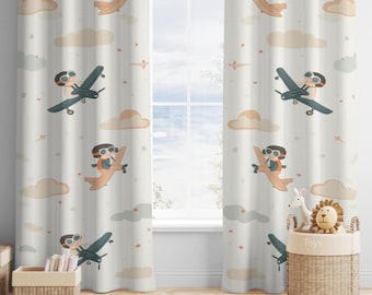 Pilot Baby Boy Curtains: Sky Nursery Decor, Light Filtering