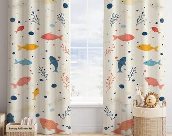 Watercolor Fish Curtain: Nautical Baby Room Decor