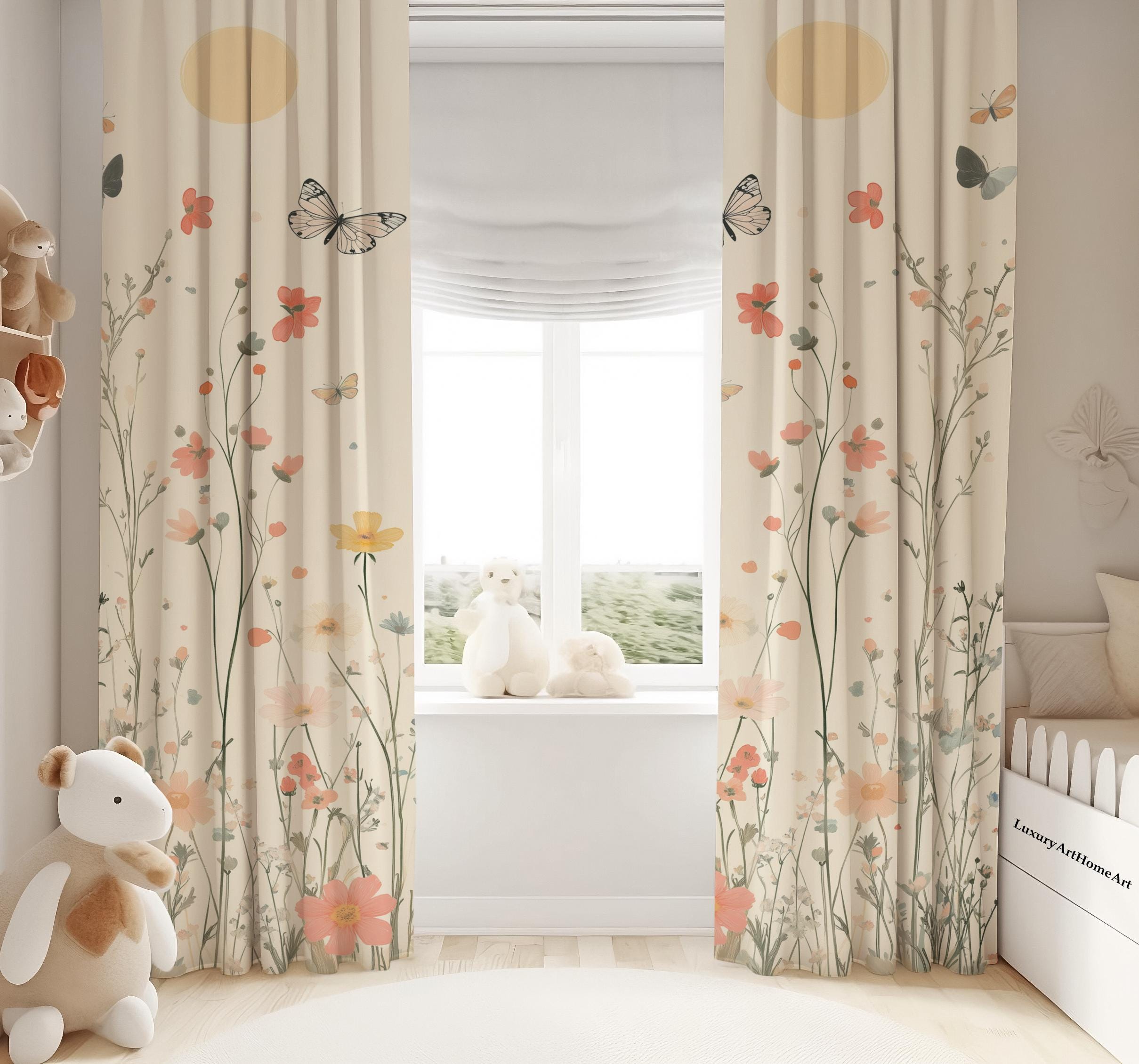 Watercolor Pastel Florals Baby Girl Room Ultra Soft Curtain Nursery — free download