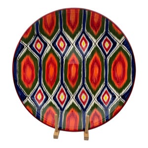Uzbek ceramics | Ceramic plate | Hand-painted with Floral Patterns | Traditional Central Asian Design | Vibrant Blues and Greens