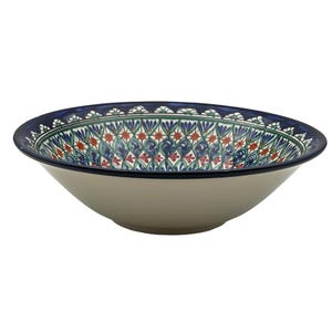 Hand-Painted Uzbek Ceramic Bowl: Traditional Floral Design
