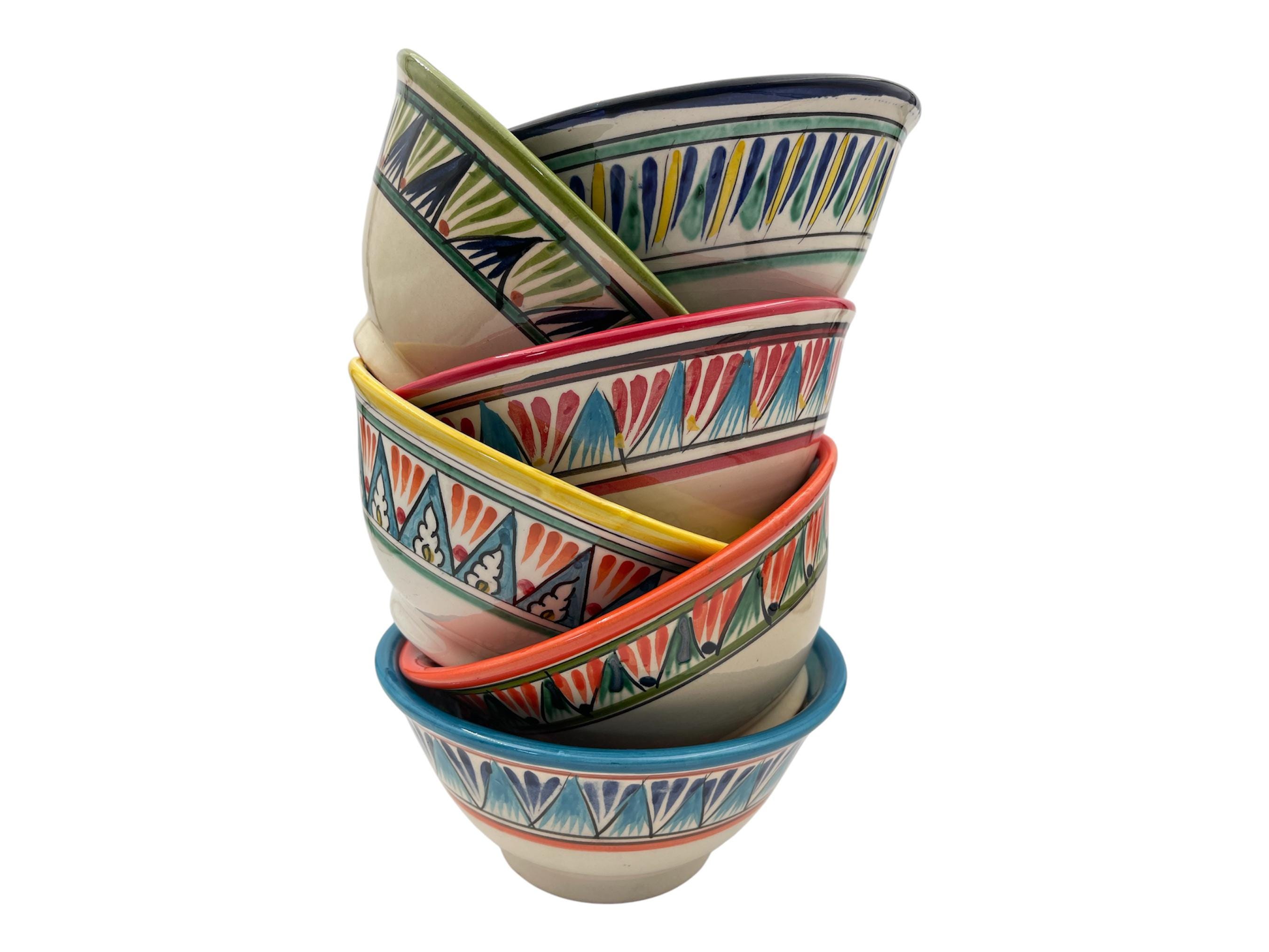 ウズベキスタンリシタン手描き陶器ボウルY ウズベキスタン リシタン