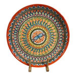 Uzbek ceramics, Ceramic plate, Plates in the kitchen, Traditional Central Asian Design, Hand-painted ceramic plate, Ceramic plate orange