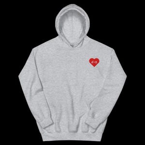 Embroidered Customized Heart Hoodie with Initials Perfect for a Birthday Gift, Anniversary Gift, or Valentine&#39;s Gift