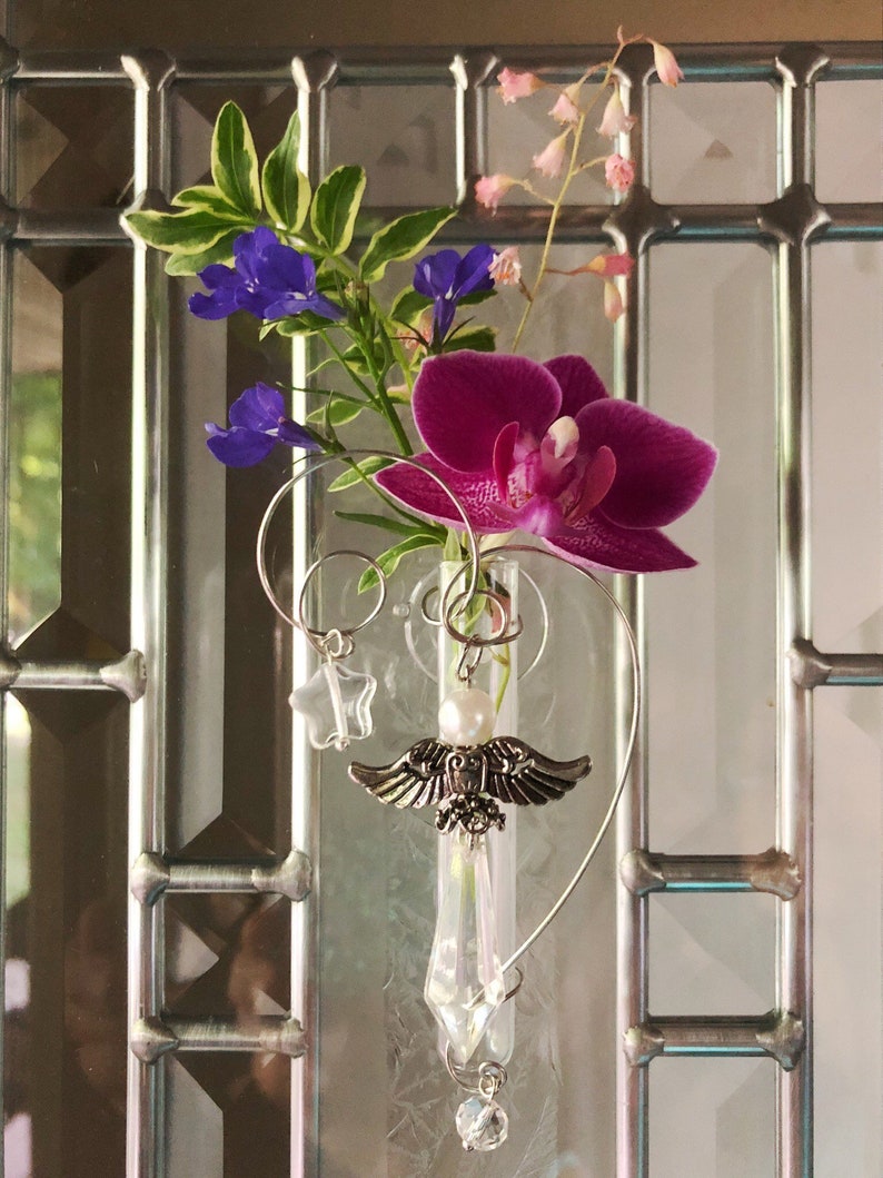 Angel Spiritual Decor Memorial Glass Bud Vase with Suction Etsy