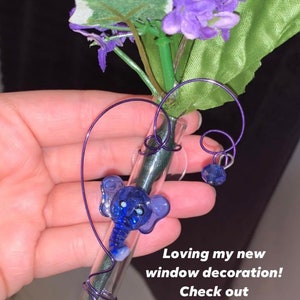 Elephant Gift for Her, Blue Glass Vase, Suction Cup Vase, Flower Bud Vase, Vase For Window Display