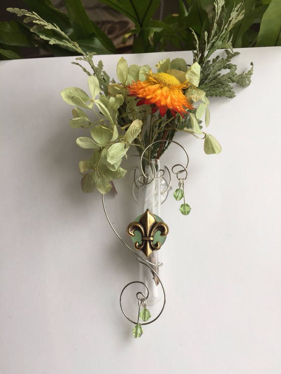 Fleur De Lis Glass Bud Vase Suction Window Vase Rooting Etsy