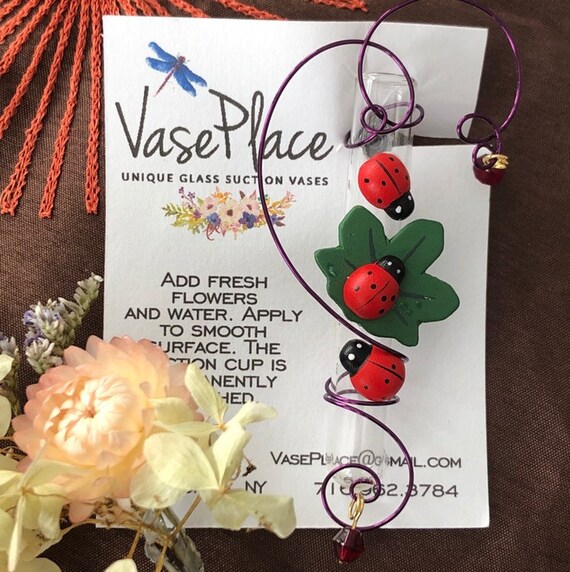 Ladybug Glass Window Bud Vase Suction Cup Test Tube Rooting Etsy