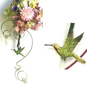 Hummingbird Gift for Bird Lover and Nature Lover. Glass Suction 6 inch Test Tube Bud Vase for Window. Dried Flower arrangement included. image 1