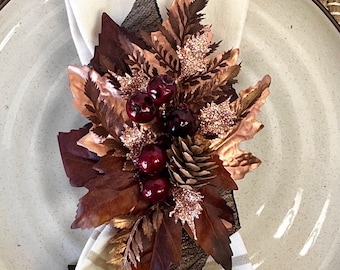 Fall Leaf Napkin Ring, Autumn Decor, Thanksgiving Table Decor, Fall Leaves Napkin Holder, Home Decor Gift, Holiday Dinner Party Setting