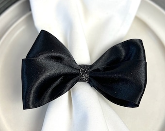 Bowtie Napkin Ring, Awards Party Decor, Formal Wedding Decor, Formal Dinner Table Decoration, Black Tie Event Decor, New Year's Party Decor