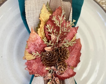 Fall Leaf Napkin Ring, Autumn Table Decor for Housewarming Gift, Thanksgiving Dinner Table Decor, Autumn Table Topper