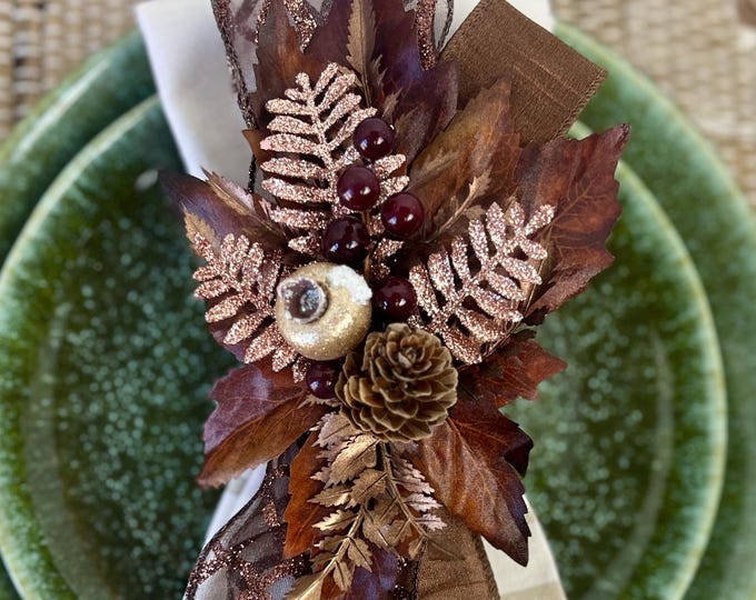 Featured listing image: Thanksgiving Napkin Ring, Autumn Decor, Thanksgiving Table Decor, Fall Leaves Napkin Holder,elegant thanksgiving table design ideas