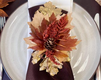 Autumn Napkin Ring, fall country decor, Thanksgiving decorations, fall tabletop decor for housewarming, wedding table decor, Autumn Decor
