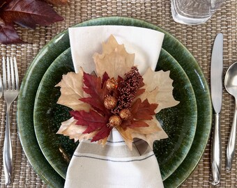 Napkin Ring, Fall Leaves, fall decorations for home, fall tabletop decor for housewarming, fall wedding table, Thanksgiving Dinner Decor