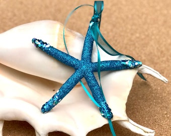 Starfish Ornament, Beach Wedding Decor, Nautical Decor, Shell Gift for Mother's Day, Beach House Housewarming Gift