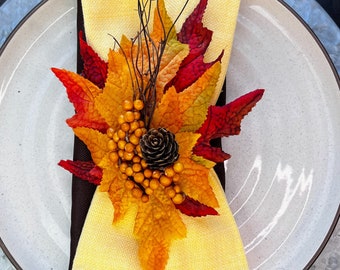 Autumn Napkin Ring, fall country decor, Thanksgiving decorations, fall tabletop decor for entertaining,  Autumn Leaves decor, handcrafted