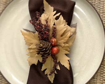 Fall Napkin Ring, Thanksgiving Table Setting, Rustic Fall Decor, Thanksgiving tablescape, Housewarming gift for newlywed, farmhouse fall