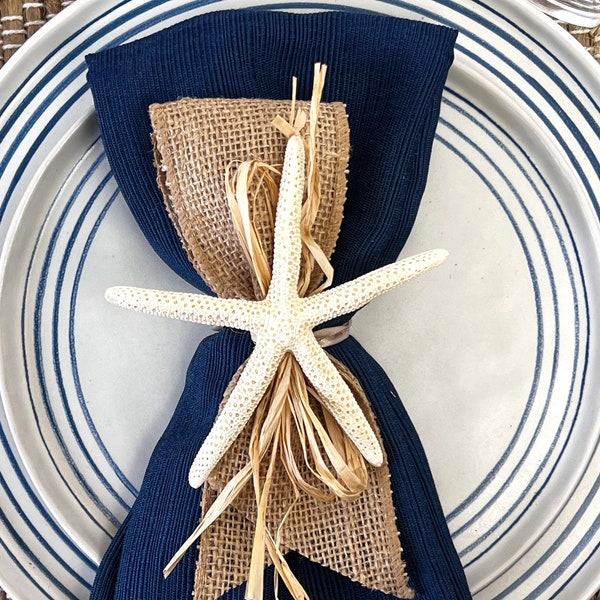 White starfish napkin ring made in USA, beach wedding table setting, coastal decor beach house gifts, beach lover gift for best friend