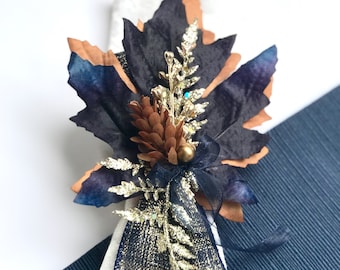 Napkin Ring, Navy Decor, Holiday Table decor, Elegant Christmas Decor,  Holiday Wedding Decor, Christmas Napkin Holder, Autumn Bridal Shower