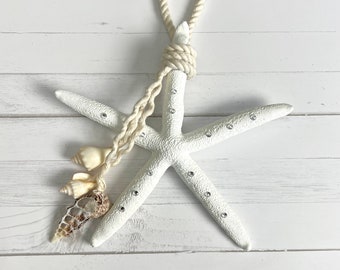 Starfish Wall Hanging, Beach House Wall Art, Housewarming Gift for Newlywed, Mother's Day Gift for Sister in Law, Nautical Decor, Shell Art