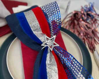 July 4 Napkin Ring, Flag Decor, 4th of July Party, Independence Day Decor, Patriotic Party Decor, Memorial Day Decor, Military Party