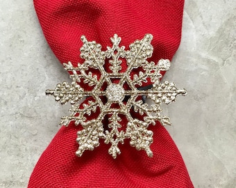 Gold Snowflake Napkin Ring, Winter Wonderland Decoration, Christmas Wedding Decor, Winter Wedding Shower Decor, New Years Eve Party Decor