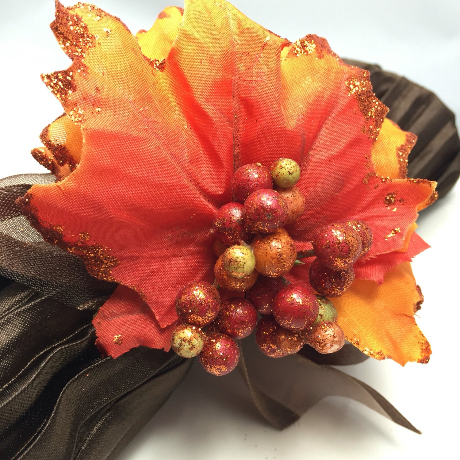 Gold and Orange Autumn Napkin Ring Thanksgiving