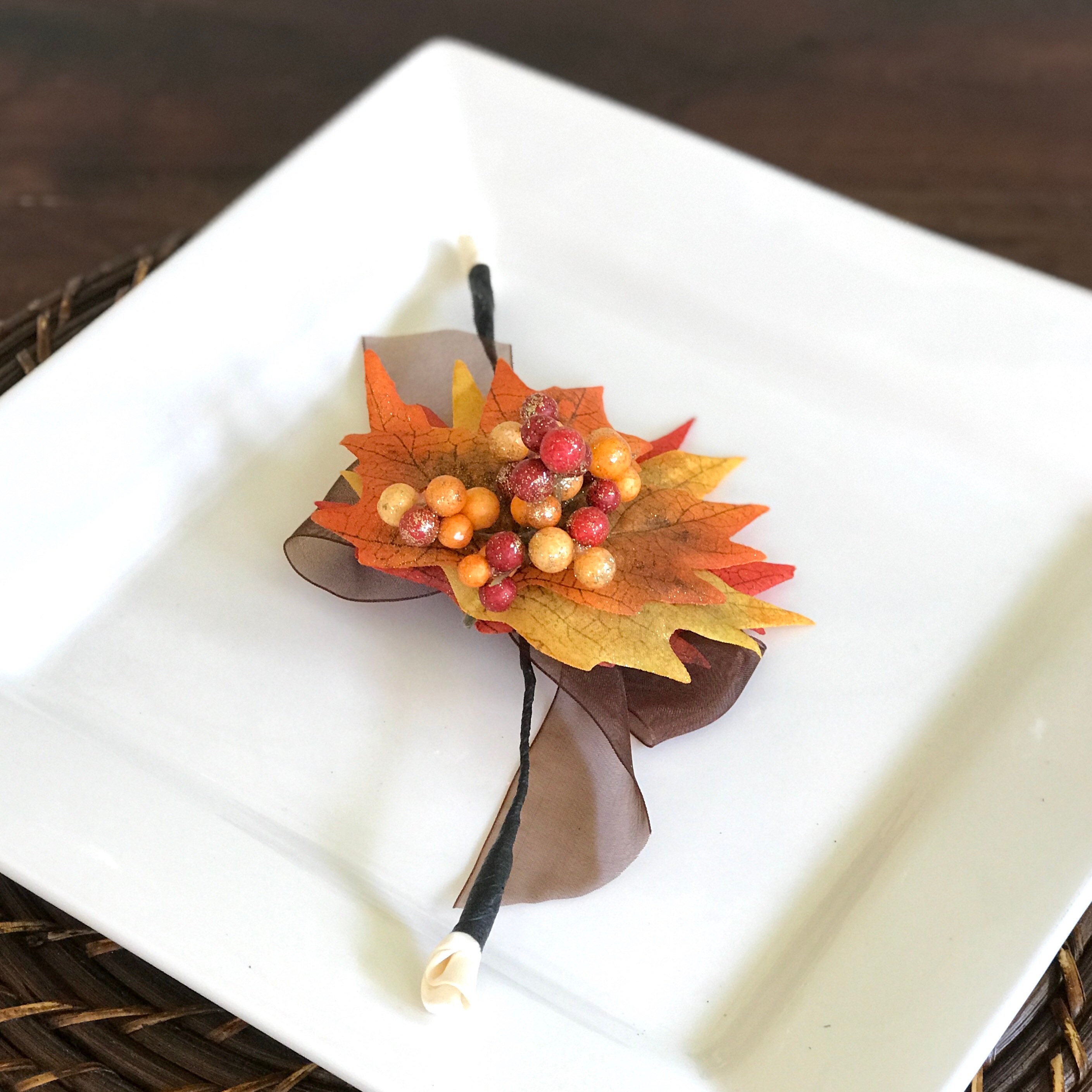 Autumn Napkin Ring with Berry Cluster Leaf Fall Thanksgiving Table