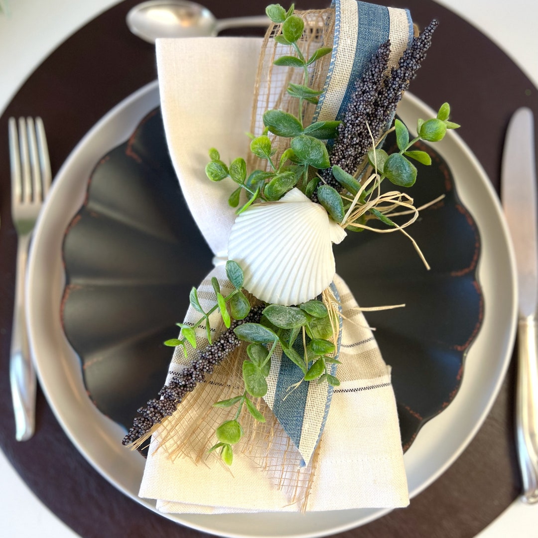 Seashell Napkin Ring, Scallop Decor for Wedding Table, Beach House