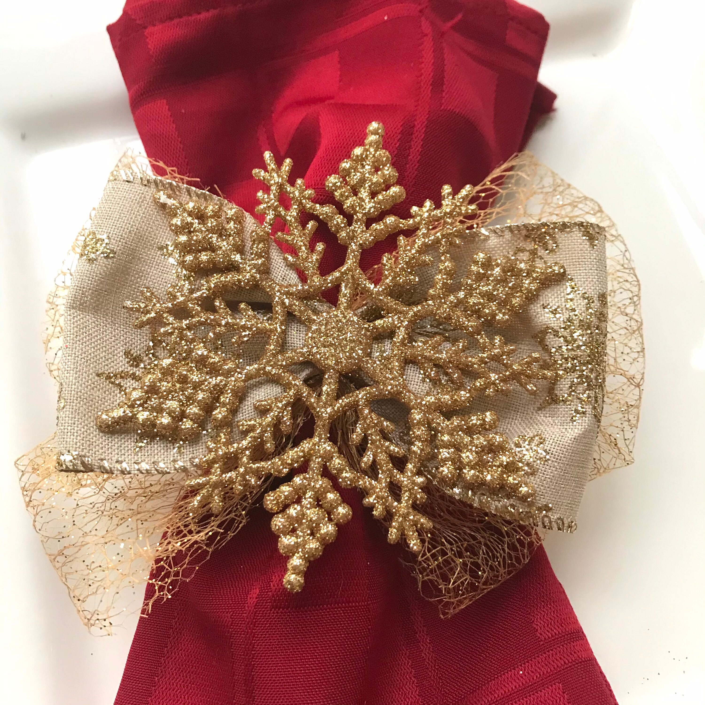 Gold Snowflake Napkin Ring, Christmas Decor, Holiday decor, Christmas