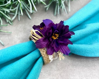 Napkin Ring, Purple Flower Decor, Easter Decor, Mother's Day gift for sister in law, Bridal Shower decor, housewarming gift for newlywed