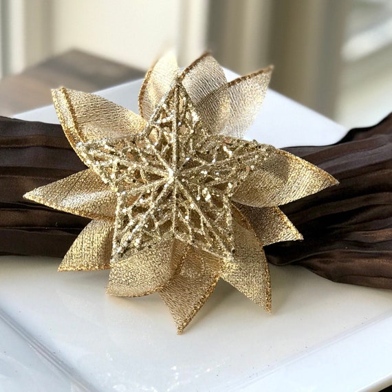 Gold Star Napkin Ring Christmas Dinner Christmas Table Etsy