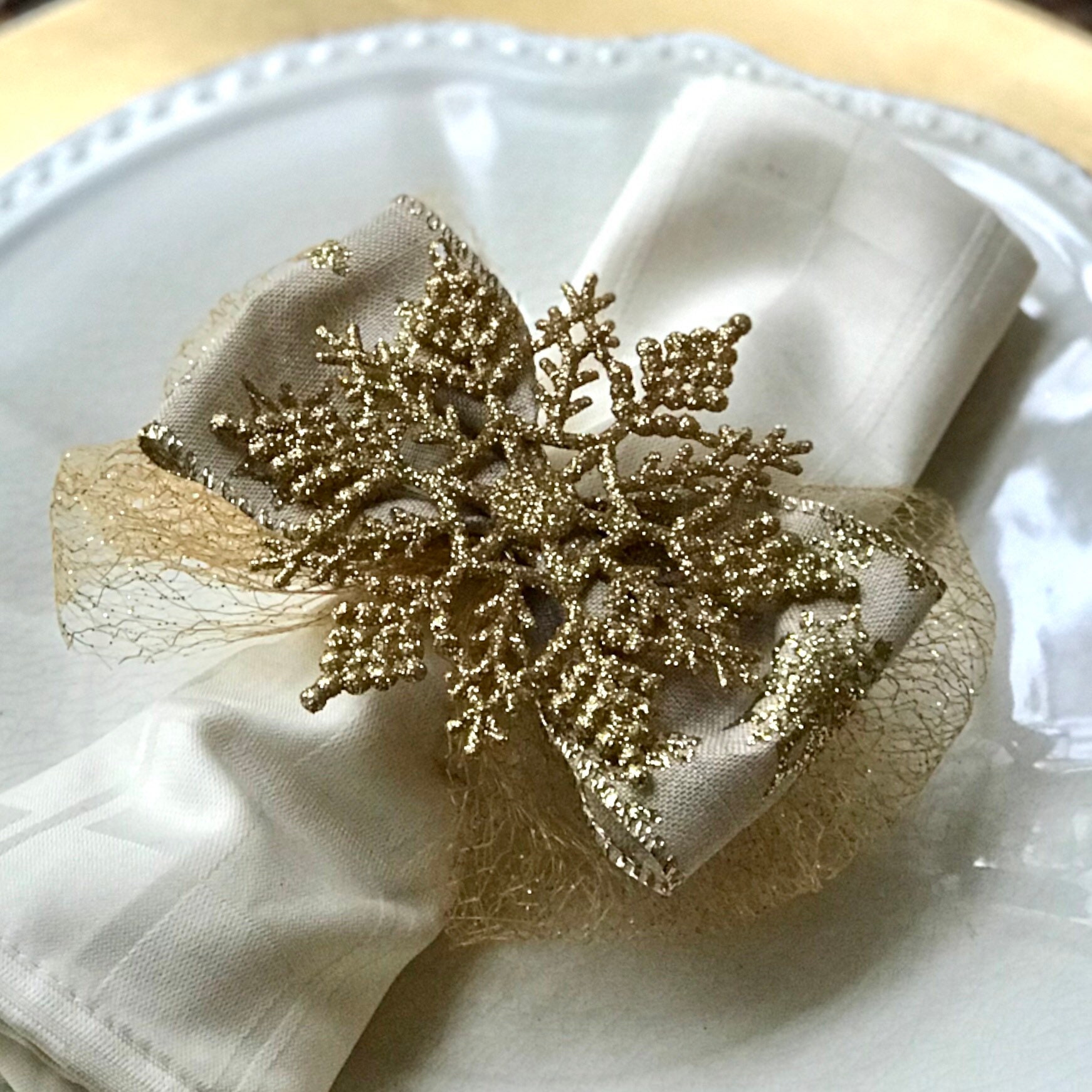 Gold Snowflake Napkin Ring, Christmas Decor, Holiday decor, Christmas
