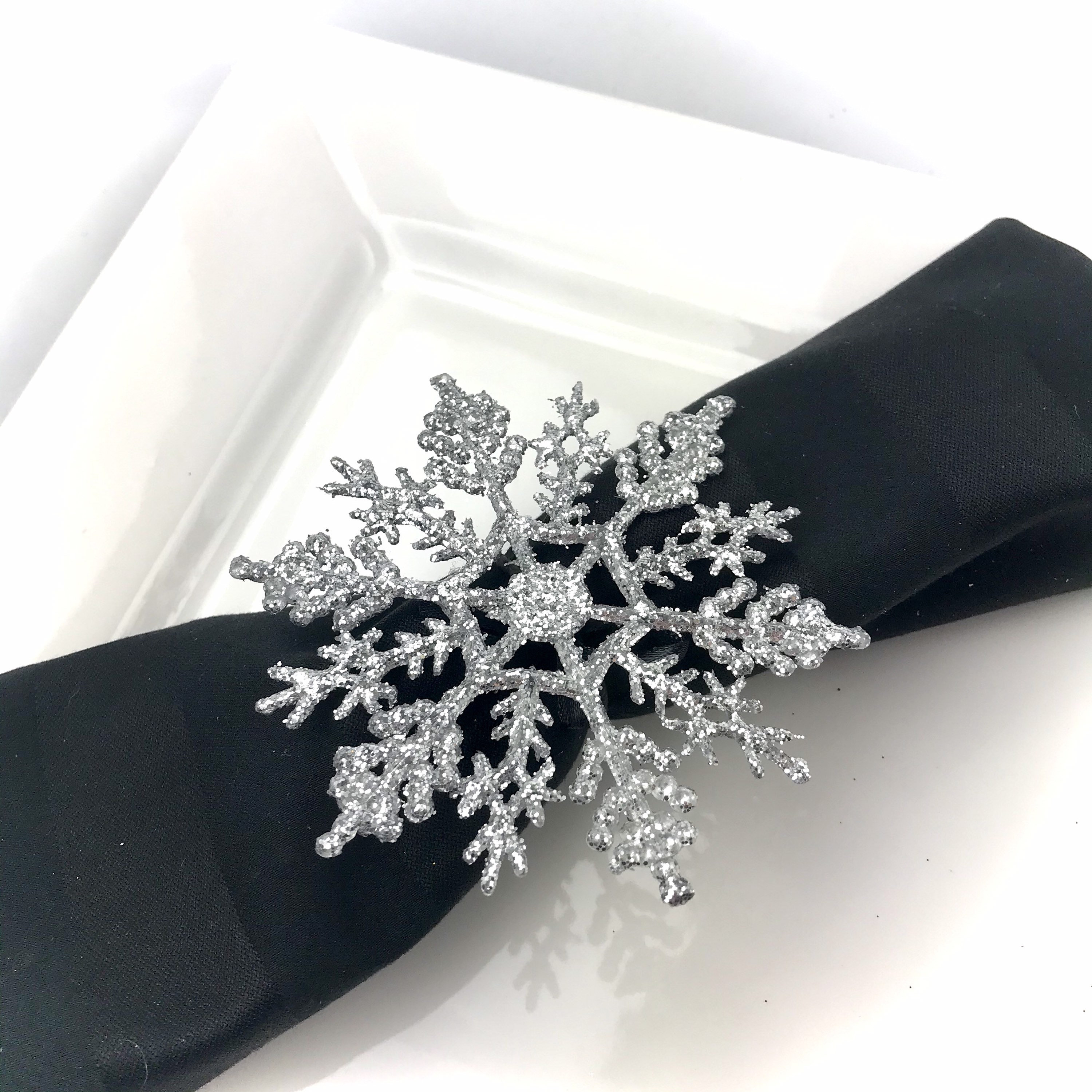 Snowflake Napkin Rings, Christmas Party Decor, Holiday Table Decor
