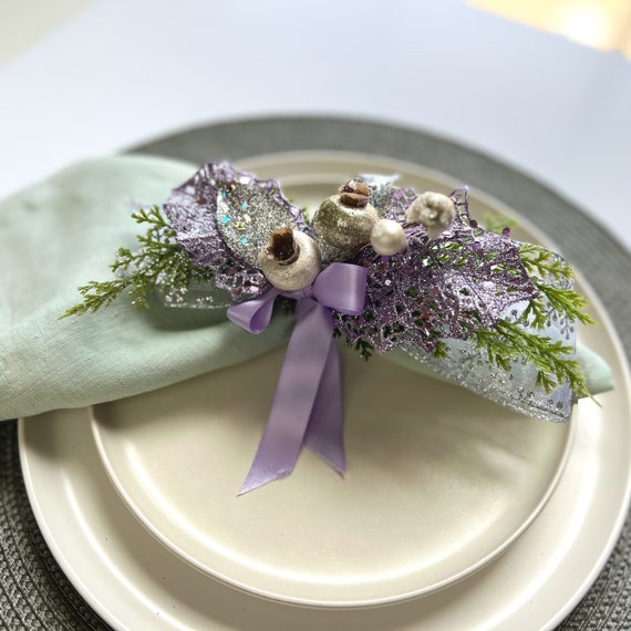 Napkin Ring Purple Table Decor Winter Wedding Reception Table Decor Lavender Bridal Shower Decor Winter Dinner Party Decor Etsy