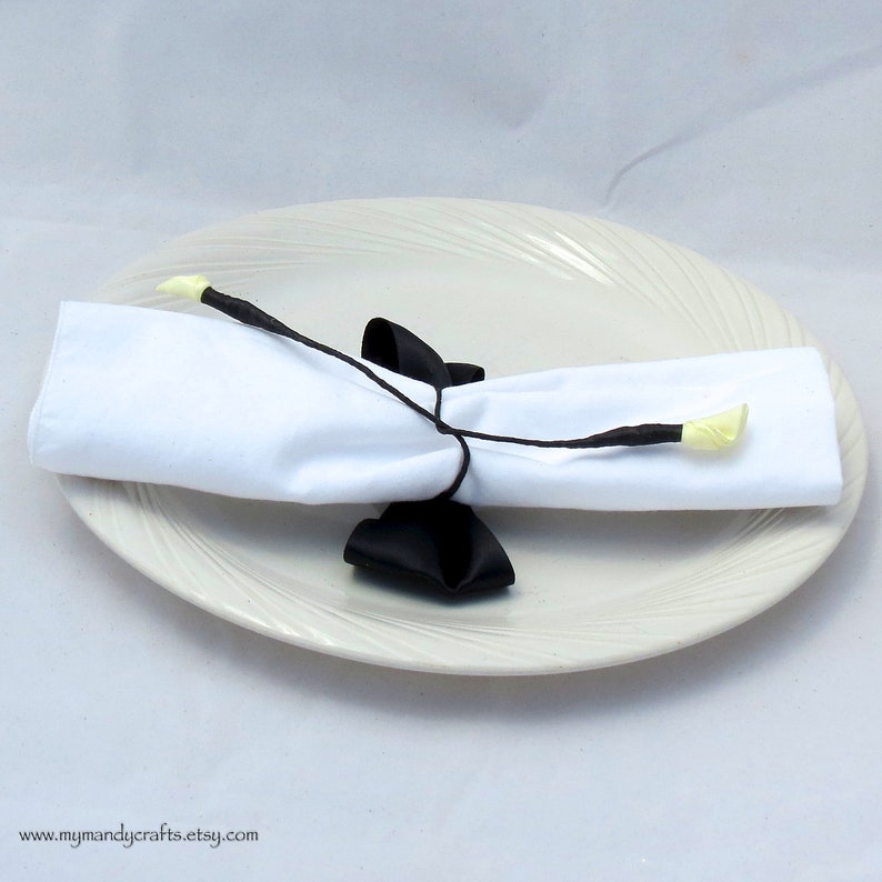 Black Tie Bow Napkin Ring New Years Wedding Reception Etsy