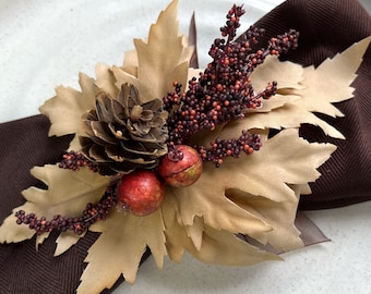 Fall Napkin Ring, Thanksgiving Table Setting, Rustic Fall Decor, Thanksgiving tablescape, Housewarming gift for newlywed, farmhouse fall