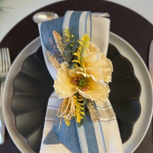 Set Of 6 Easter Napkin Rings - Rustic Egg, Floral & Eucalyptus Table Decor For Spring & Holiday Dining