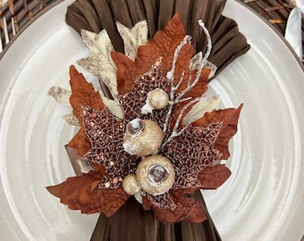 Fall Napkin Ring,  Thanksgiving Table Decor,  fall Leaf, Holiday Table, Fall Home Decorations, Thanksgiving Napkin Ring, Leaf Napkin Ring