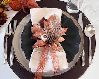 Copper Fall Napkin Ring,  Leaf Decor, Thanksgiving Table Decor, Thanksgiving Napkin Ring, Autumn Leaf Napkin Holder