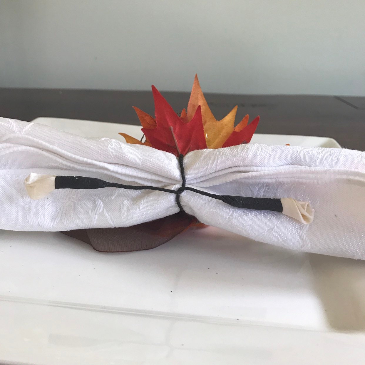 Autumn Napkin Ring with glitter swirls and Berry