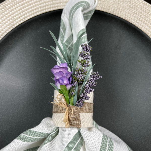 Lavender Napkin Ring, French Country Decor, Farmhouse Table Decor, Birthday Gift for best friend, Bridal Shower Decor, Housewarming Gift