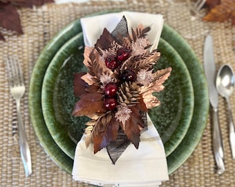 Fall Leaf Napkin Ring, Autumn Decor, Thanksgiving Table Decor, Fall Leaves Napkin Holder, Home Decor Gift, Holiday Dinner Party Setting