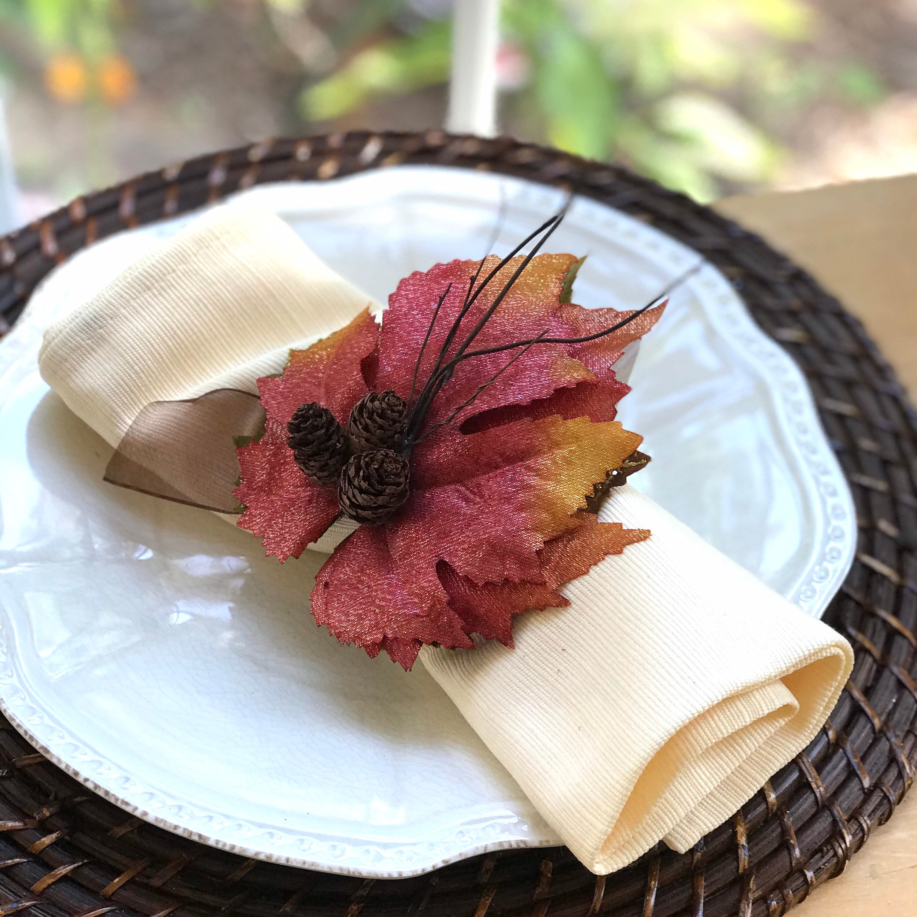 Napkin Ring Maple Leaves with Grapevine Twigs