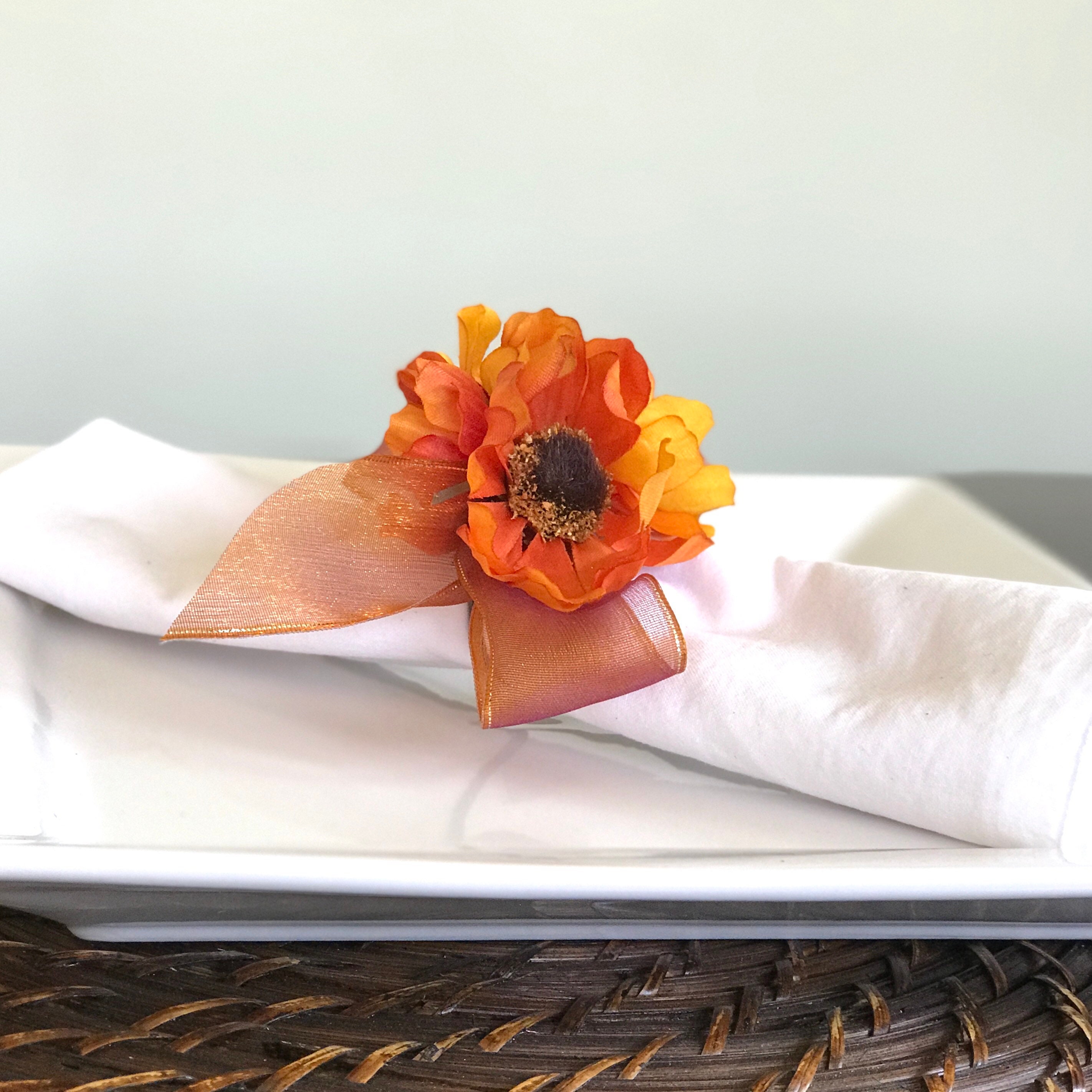 Clearance Napkin Ring Orange and Yellow Cosmo Flower Etsy