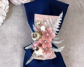 Silver Fern Napkin Ring for winter Dinner Table, Blush Pink Decor for Engagement Party,  Baby Girl Shower Decor, Housewarming Gift for Bride