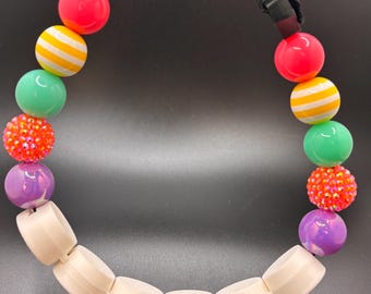 Summer Time Personalized dog collar with large beads. Dogs name on a custom made adjustable beaded necklace. Friendship bracelet collar.