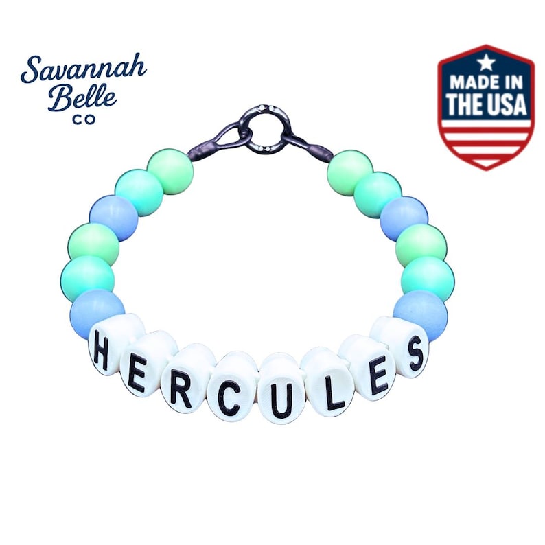 Personalized Dog Collar Beaded Boy Limited Edition SKY Blu. Adjustable length +++ FREE matching BFF bracelet afbeelding 4